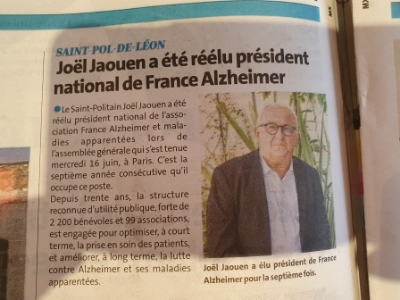Réélection de Mr JAOUEN Joël Président de France Alzheimer